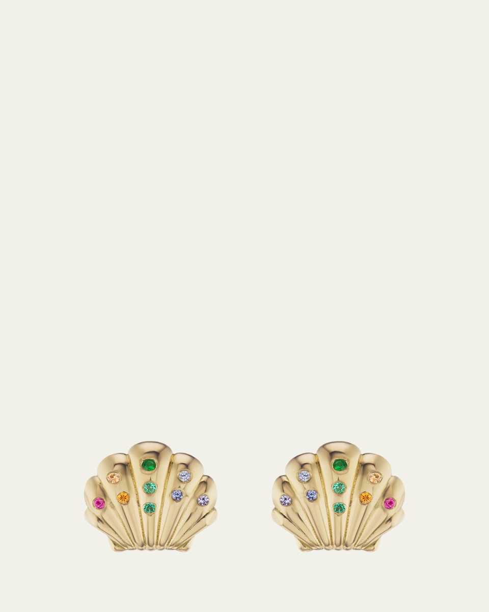 Small Shell Stud Earrings with Stones